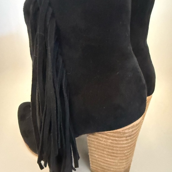 Buckle BEAST FASHION Black Suede Fringe Heeled Boots - Picture 5 of 9